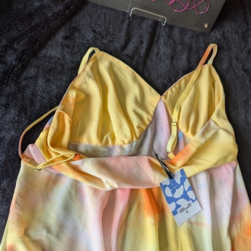 NWT Diane Von Furstenburg Yellow Tie Dye Tank XXL - Picture 5 of 6